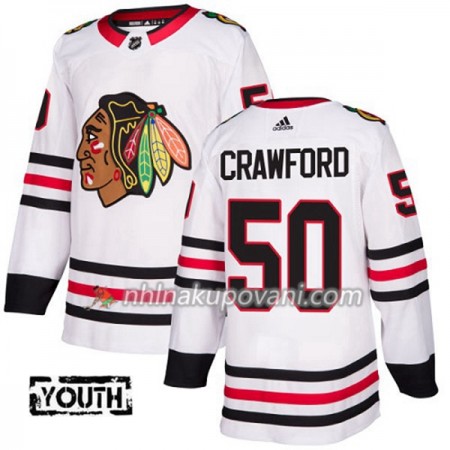 Chicago Blackhawks Dresy Corey Crawford 50 Bílá 2017-2018 Adidas Authentic - Dětské Chicago Blackhawks Dresy Corey Crawford 50 Bílá 2017-2018 Adidas Authentic - Dětské